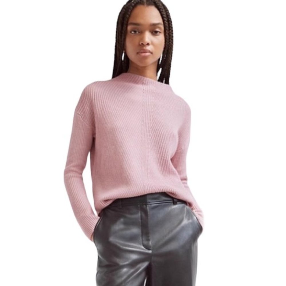 Babaton 'Chalmers' Light Pink Mock Neck Knit Sweater Size XS Linen/Wool Blend - Picture 1 of 10